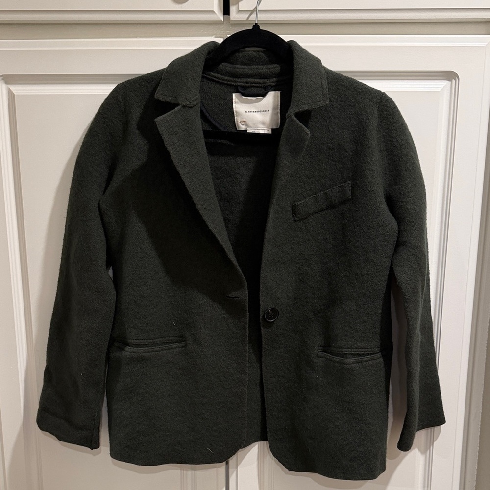 Anthropologie Merino Wool Blazer Green Size Small